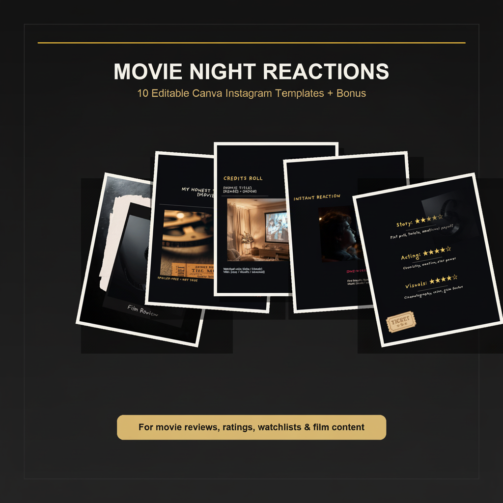 Movie Night Reactions - 10 Editable Canva Instagram Templates product hero image